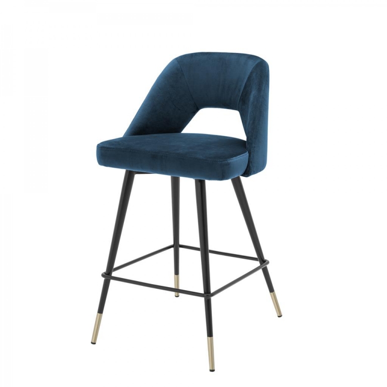 Синий барный стул на черных ножках "Avorio", изображение 1