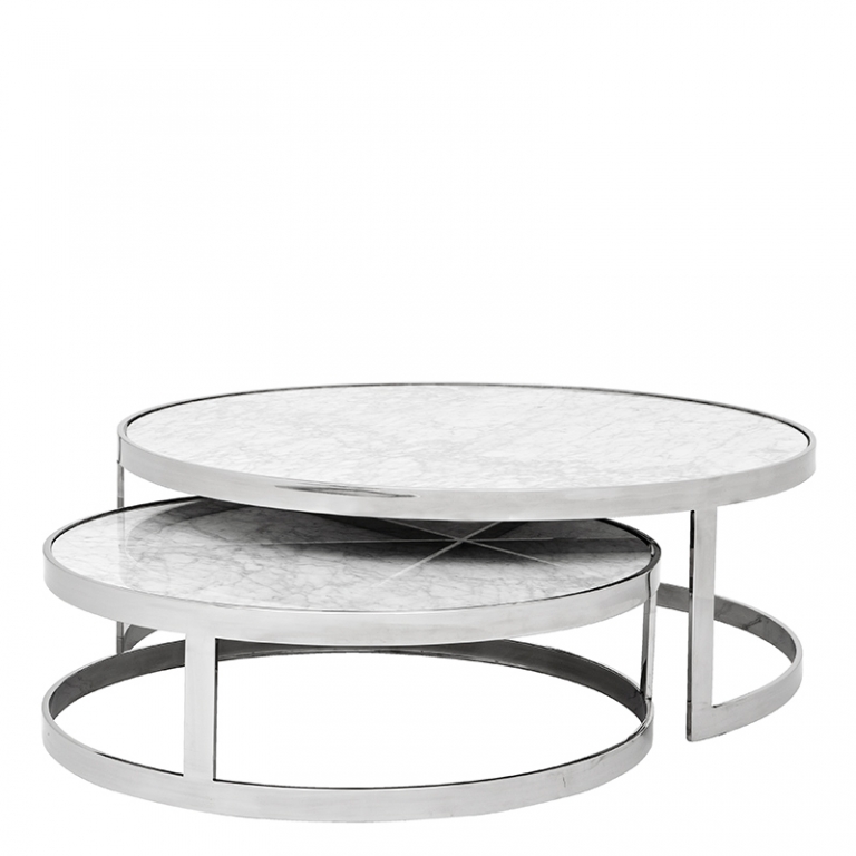 Набор из 2х кофейных мраморных столов "Fletcher", изображение 1