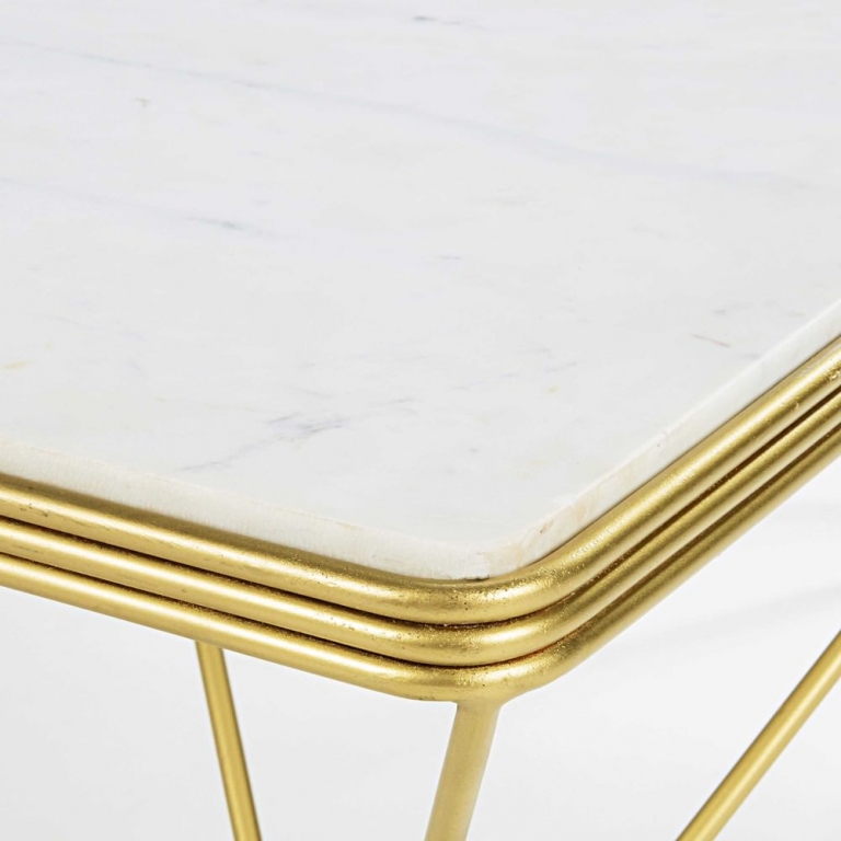 Золотой кофейный стол с мрамором "Gatsby", изображение 3