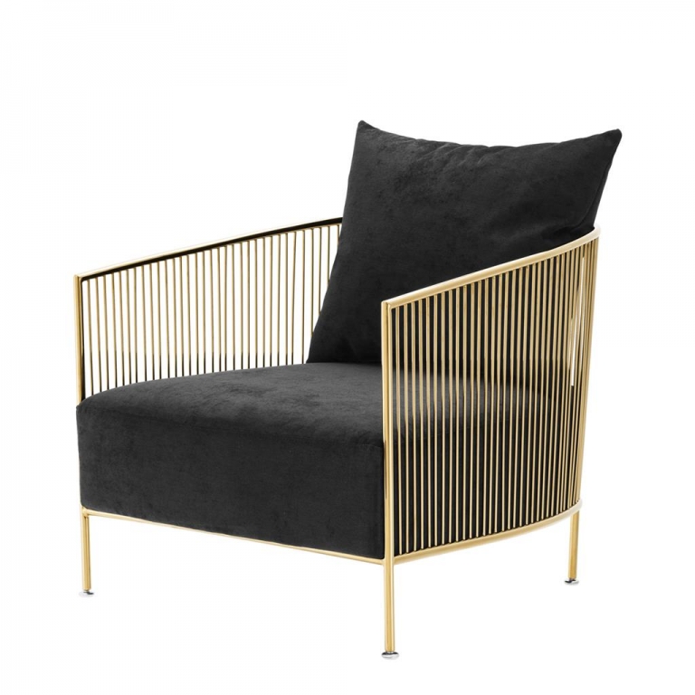 Золотое черное вельветовое кресло "Knox", изображение 1