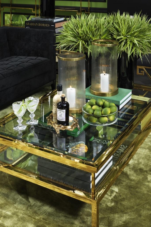 Золотой прямоугольный кофейный стол "Harvey", изображение 2