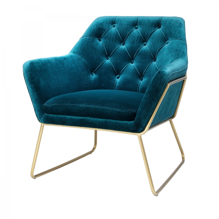 Синие вельветовое кресло Court Eichholtz, изображение 1