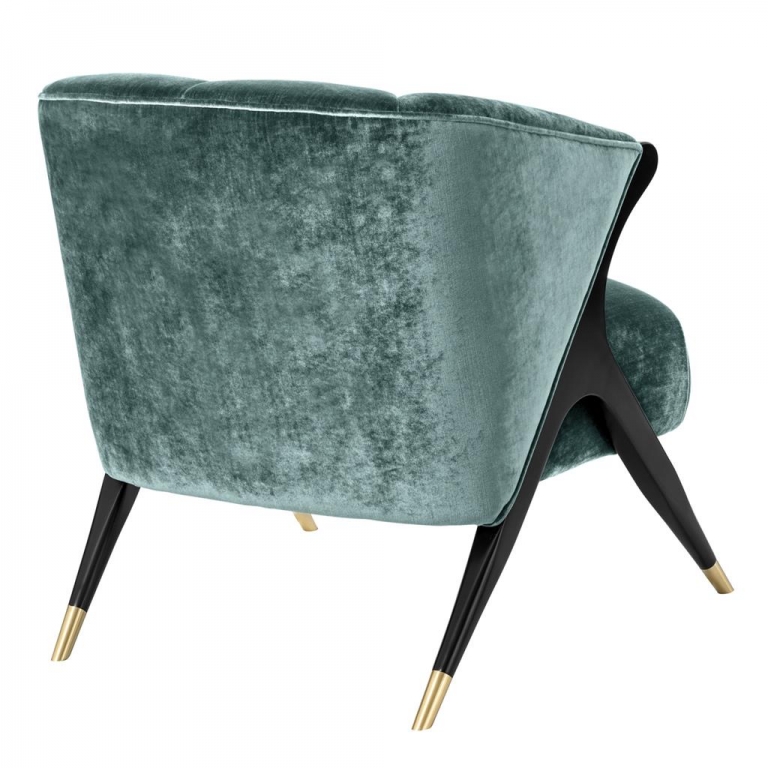 Бирюзовое кресло на черных ножках "Pavone", изображение 4