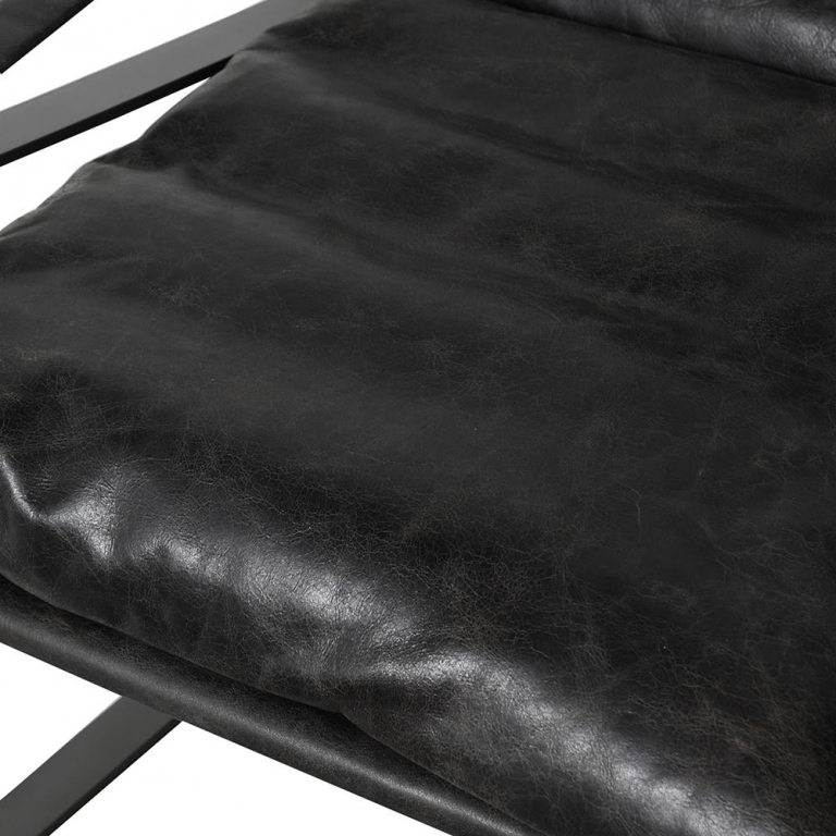 Черное кожаное кресло с пуфом, изображение 2