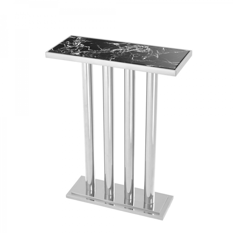 Серебристый мраморный консольный стол "Volta", изображение 2