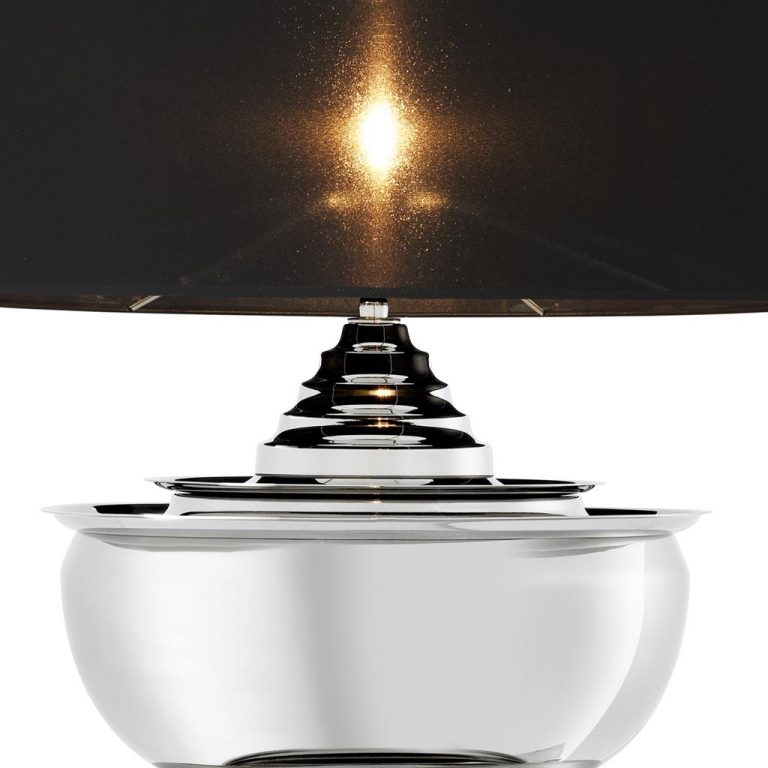 Никелевая настольная лампа с черным абажуром "Pagoda", изображение 2