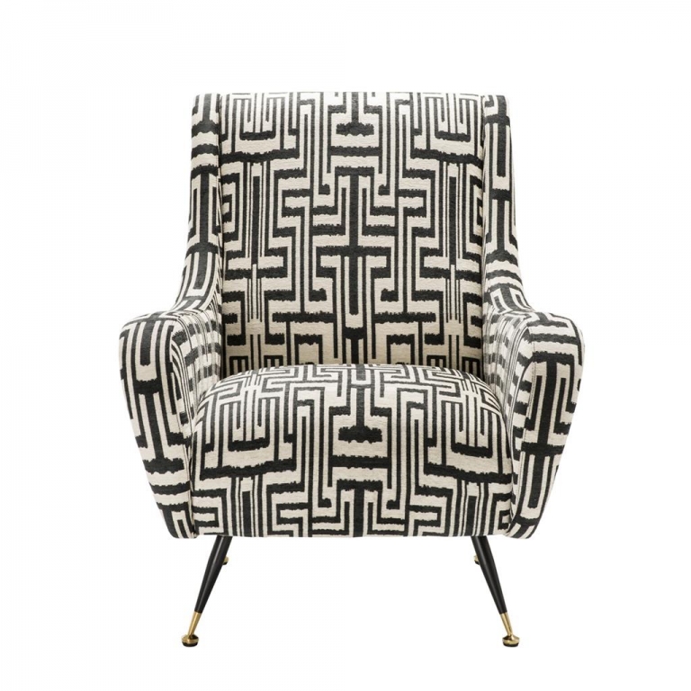 Черно-белое кресло на ножках "Giardino" Eichholtz, изображение 2