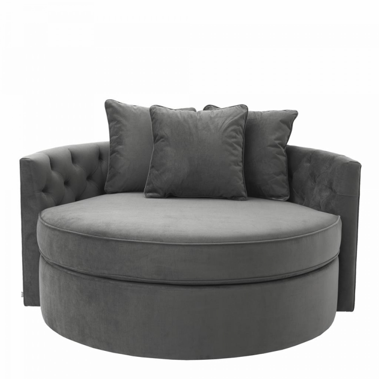 Гранитный серый круглый диван "Carlita" Eichholtz, изображение 1