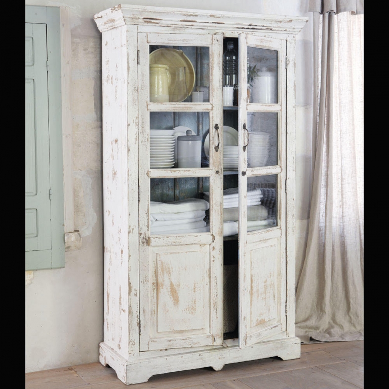 Белый состаренный шкаф-витрина "Avignon", изображение 7