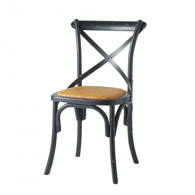 Черный стул с ротангом и металлом "Tradition", изображение 1