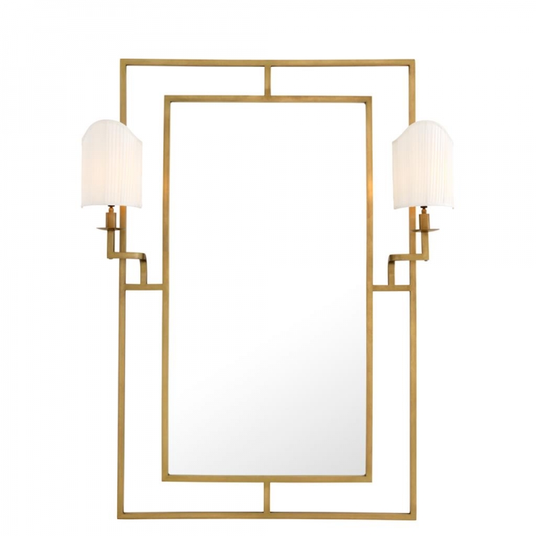 Латунное зеркало со светильниками "Astaire", изображение 1