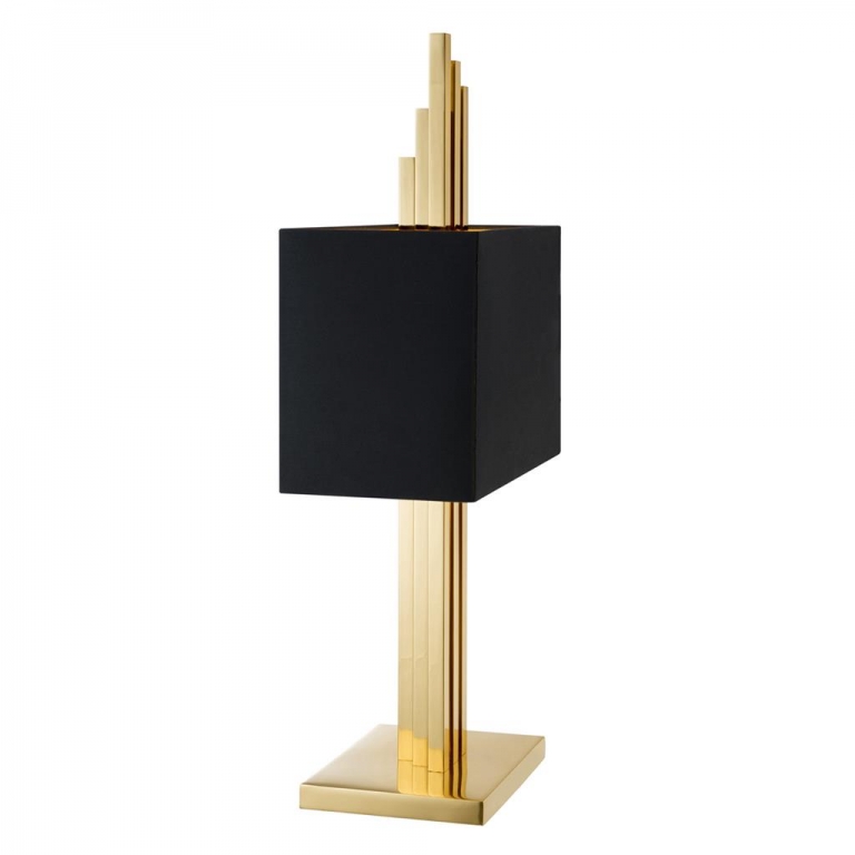 Золотая лампа с черным абажуром "Caruso", изображение 3