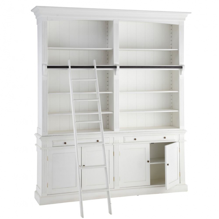 Белый книжный шкаф с лестницей "Amandine", изображение 2