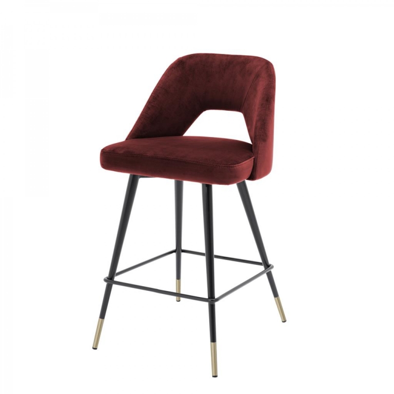 Бордовый барный стул на черных ножках "Avorio", изображение 1