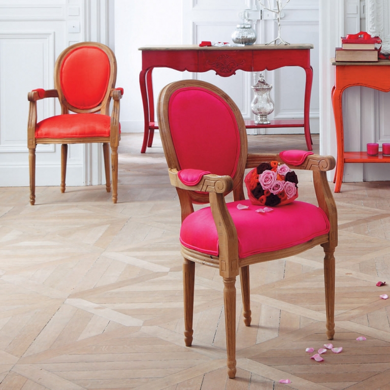 Розовый тканевый стул с подлокотниками "Cabriolet", изображение 2