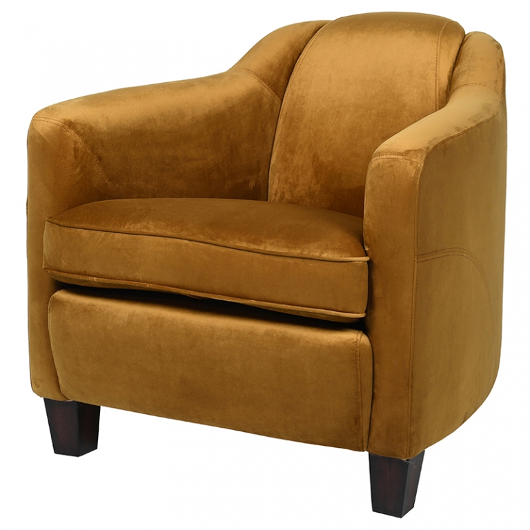 Вельветовое кресло горчичного цвета Hou, изображение 1