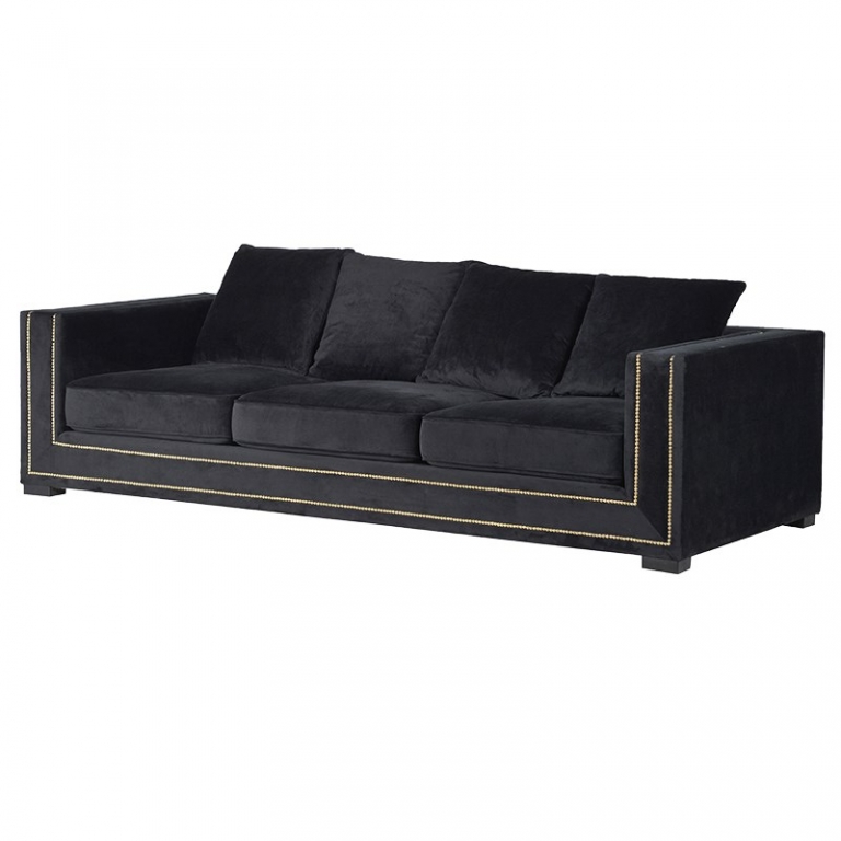 Черный вельветовый диван, изображение 1