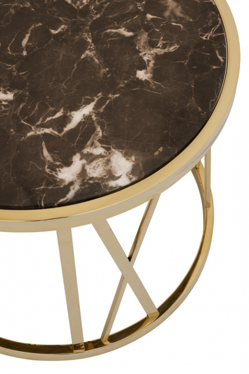 Круглый золотой приставной стол "Baccarat", изображение 2