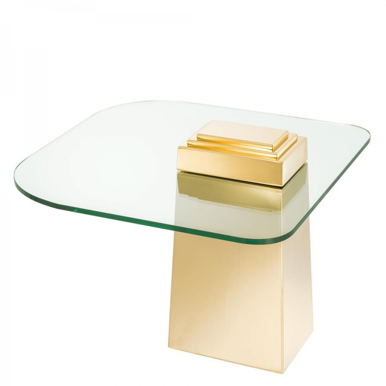 Золотой прикроватный стеклянный столик "Orient", изображение 2