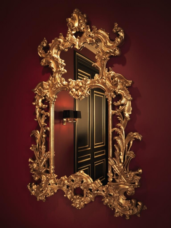 Золотое резное зеркало "Leighton", изображение 3