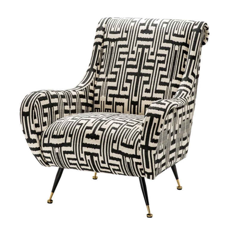 Черно-белое кресло на ножках "Giardino" Eichholtz, изображение 1