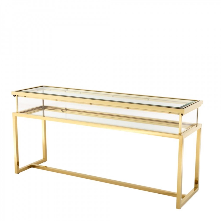 Золотой раздвижной консольный стол "Harvey", изображение 1