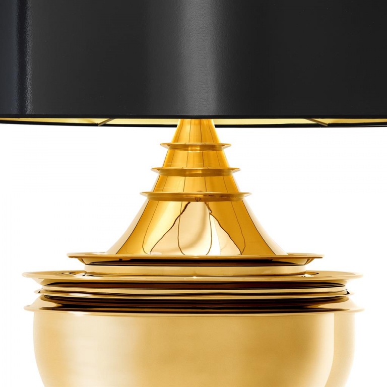Золотая настольная лампа с черным абажуром "Silom", изображение 3