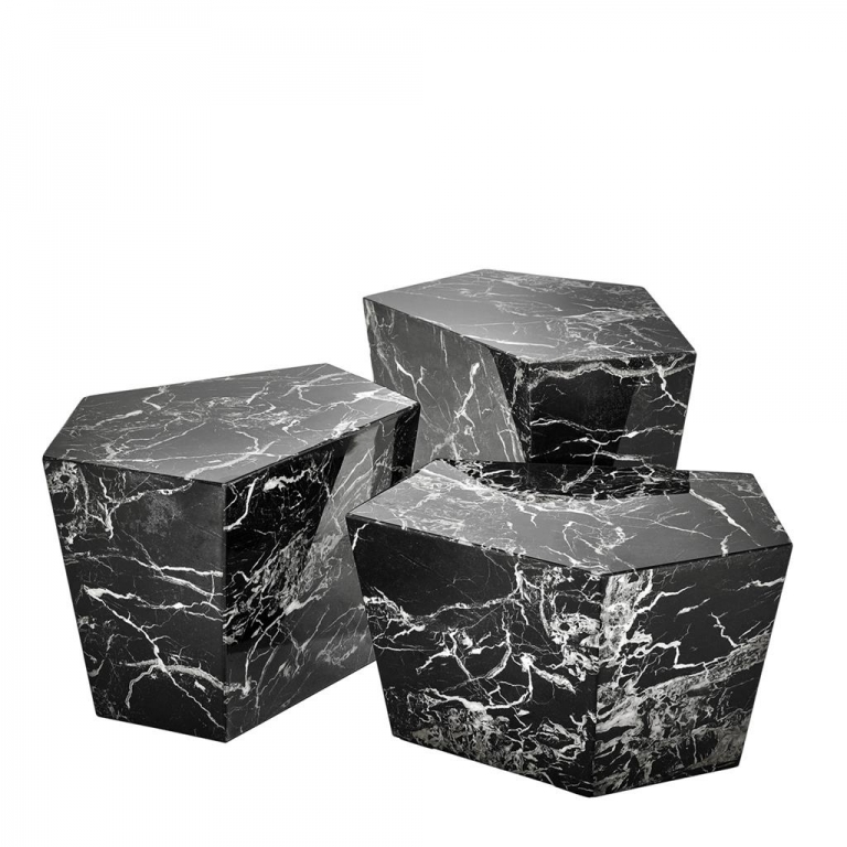 Набор мраморных черных столиков "Prudential" Eichholtz, изображение 1