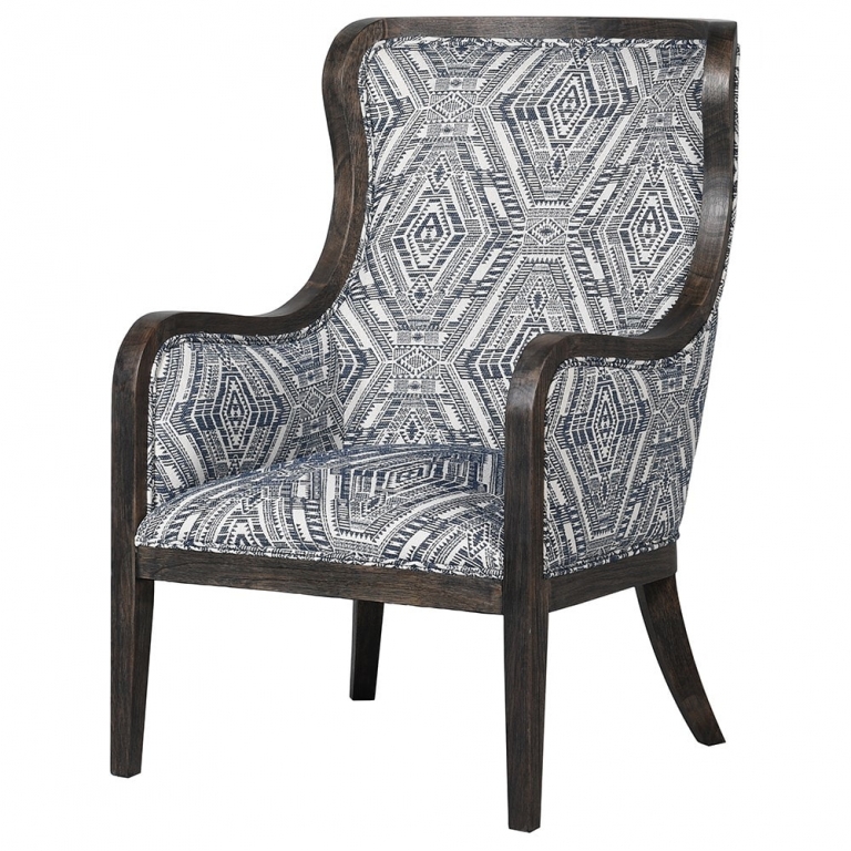 Синее тканевое классическое кресло Ronald, изображение 1