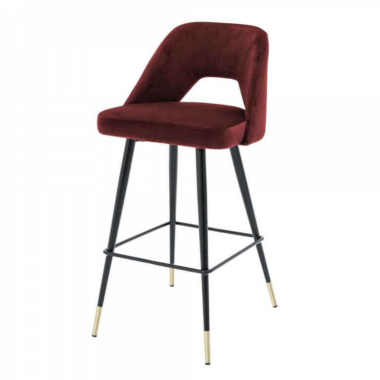 Высокий бордовый барный стул на черных ножках "Avorio", изображение 1