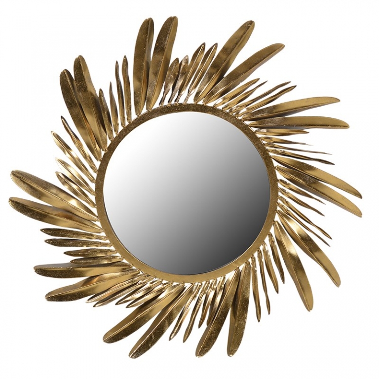 Круглое настенное зеркало "Золотые перья", изображение 1