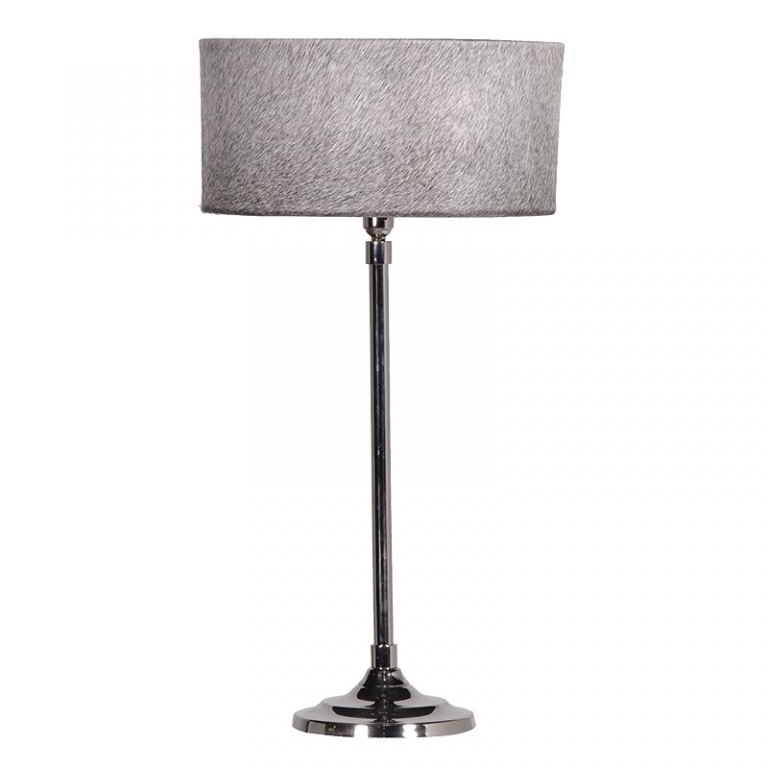 Никелевая лампа с серым абажуром, изображение 1
