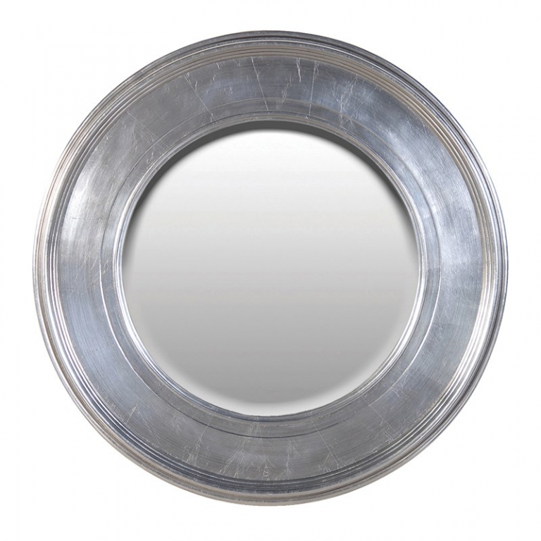 Круглое зеркало в серебристой раме, изображение 1
