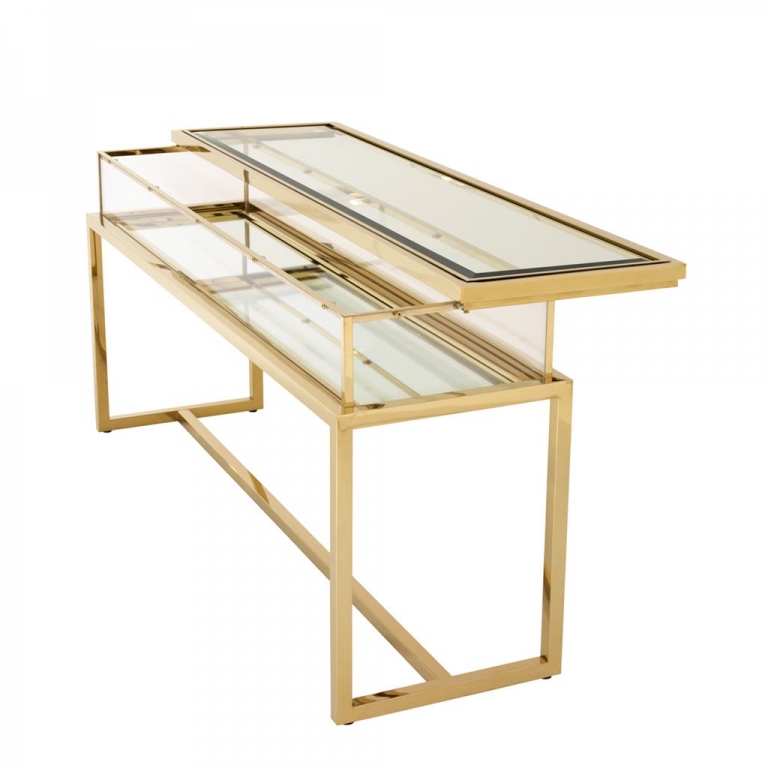 Золотой раздвижной консольный стол "Harvey", изображение 3