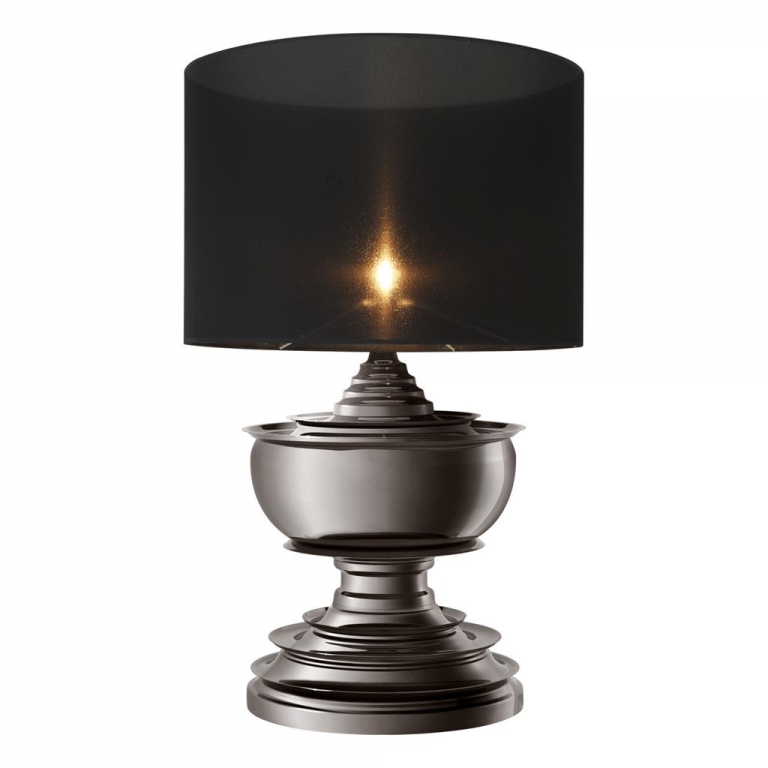 Черная никелевая лампа с черным абажуром "Pagoda", изображение 1