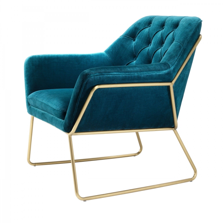 Синие вельветовое кресло Court Eichholtz, изображение 4