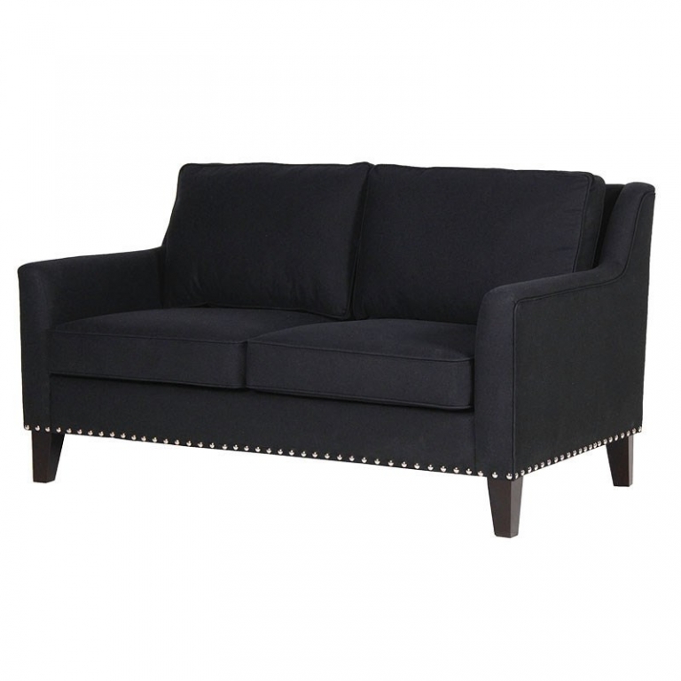 Двухместный черный тканевый диван, изображение 1