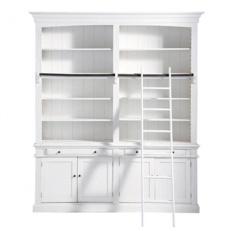 Белый книжный шкаф с лестницей "Amandine", изображение 1