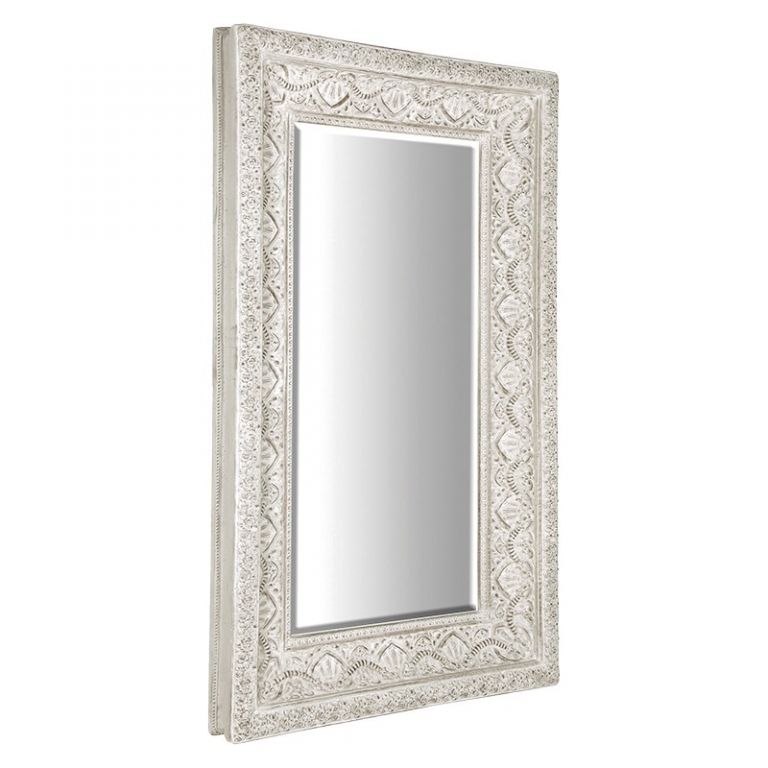 Большое белое тисненное зеркало, изображение 1