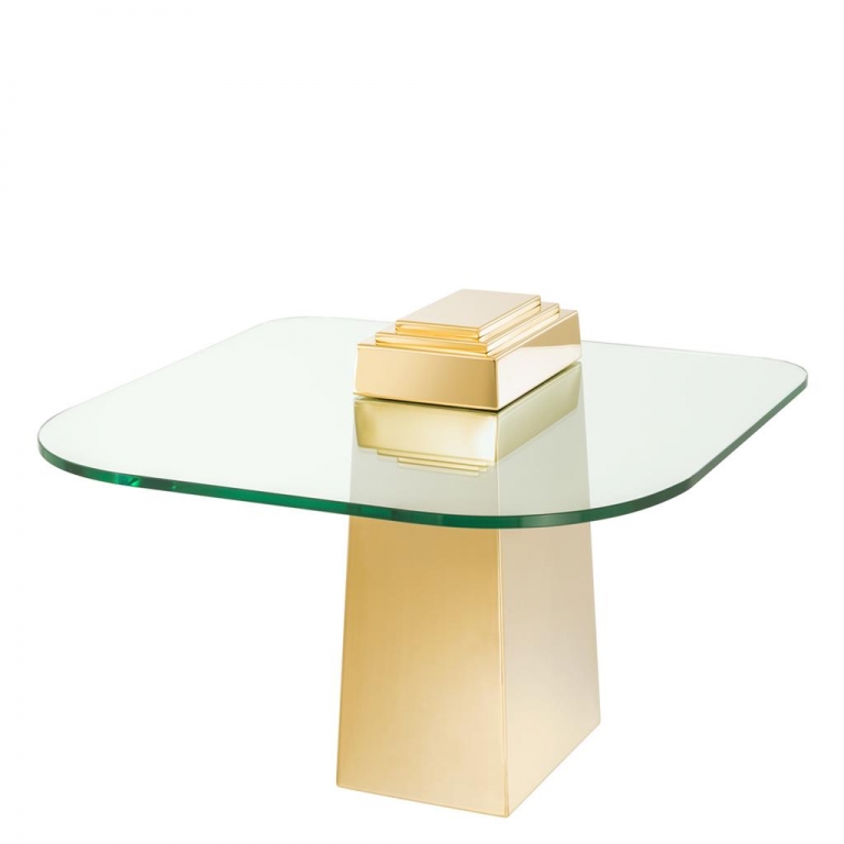 Золотой прикроватный стеклянный столик "Orient", изображение 1