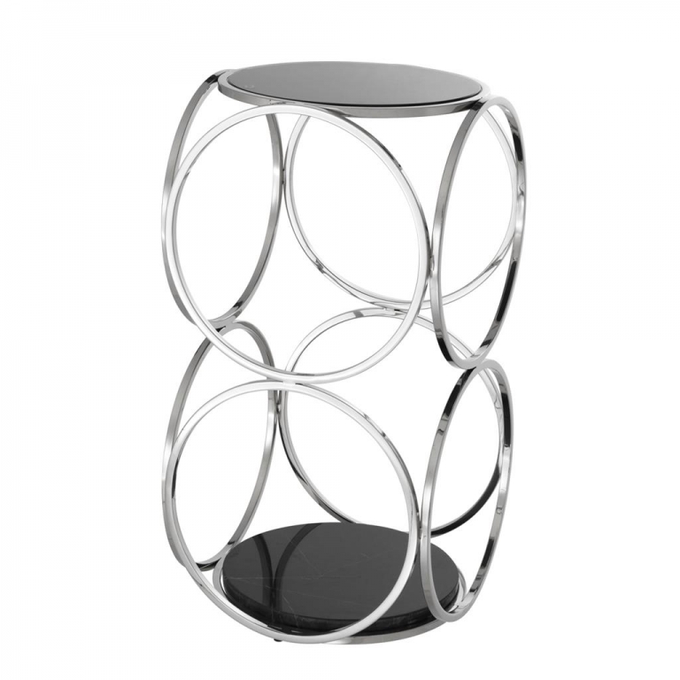 Серебристый мраморный приставной столик "Alister", изображение 1