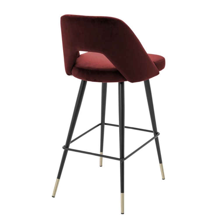 Высокий бордовый барный стул на черных ножках "Avorio", изображение 2