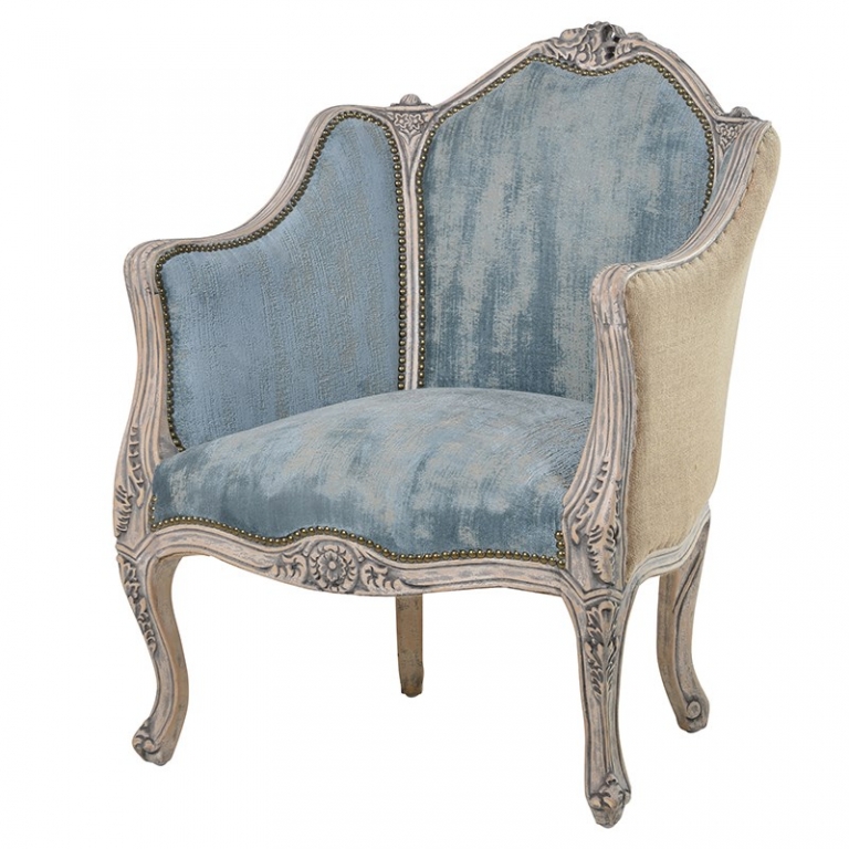 Голубое резное кресло Louis, изображение 1