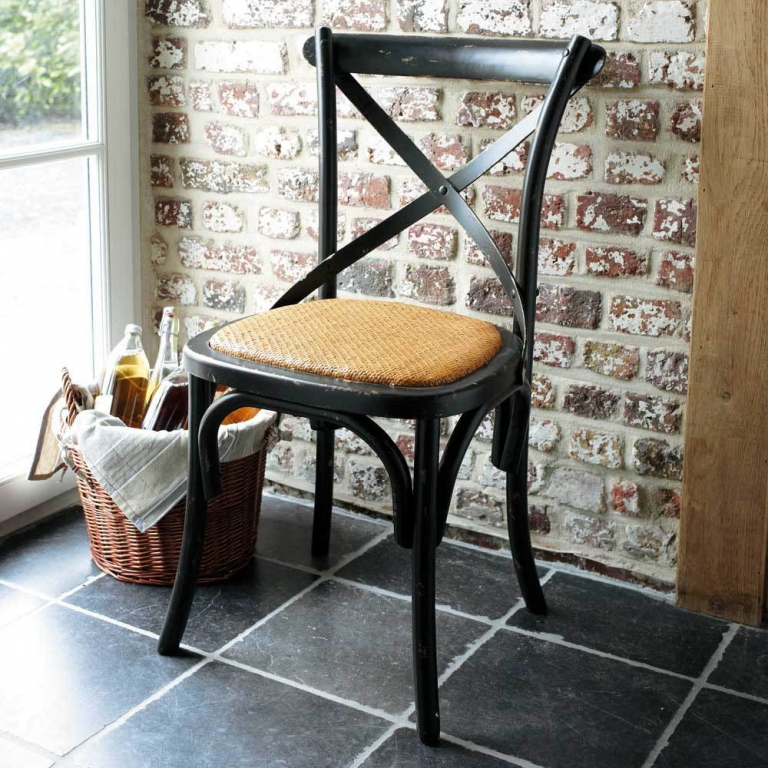 Черный стул с ротангом и металлом "Tradition", изображение 3