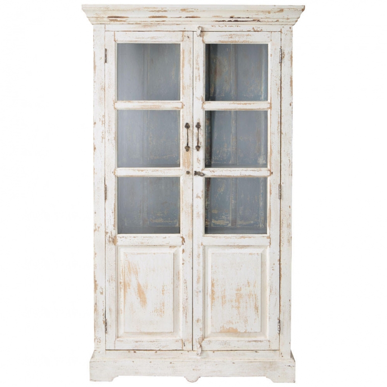 Белый состаренный шкаф-витрина "Avignon", изображение 1