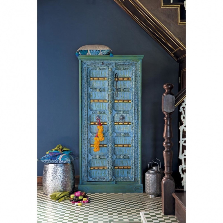 Индийский голубой книжный шкаф "Madras", изображение 7