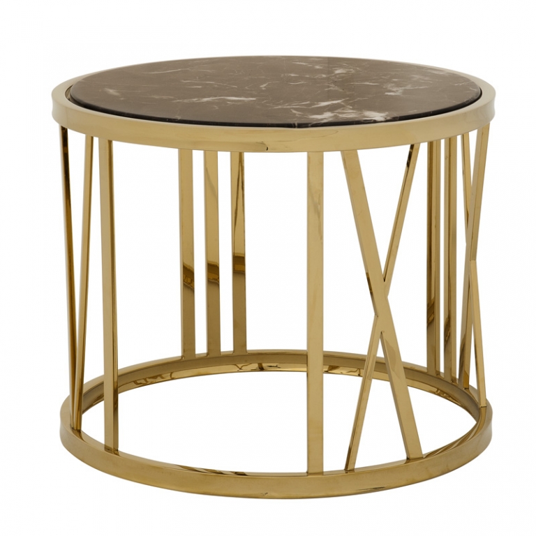 Круглый золотой приставной стол "Baccarat", изображение 1