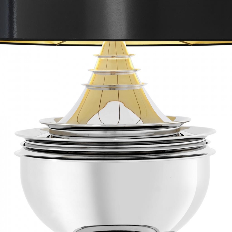 Никелевая настольная лампа с глянцевым абажуром "Silom", изображение 2