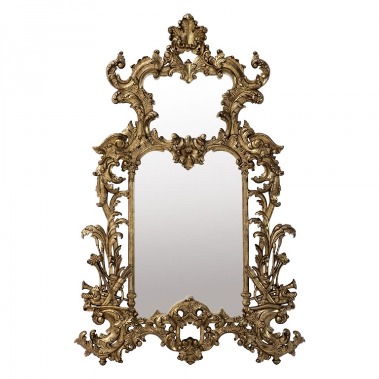 Золотое резное зеркало "Leighton", изображение 1