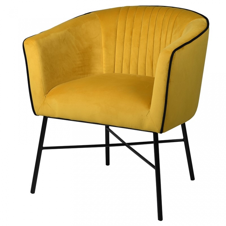 Вельветовое кресло горчичного цвета Viola, изображение 1